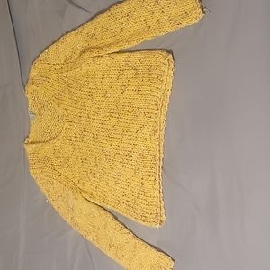 She + Sky knitted crop top sweater yellow with brown and creme details. Medium.
